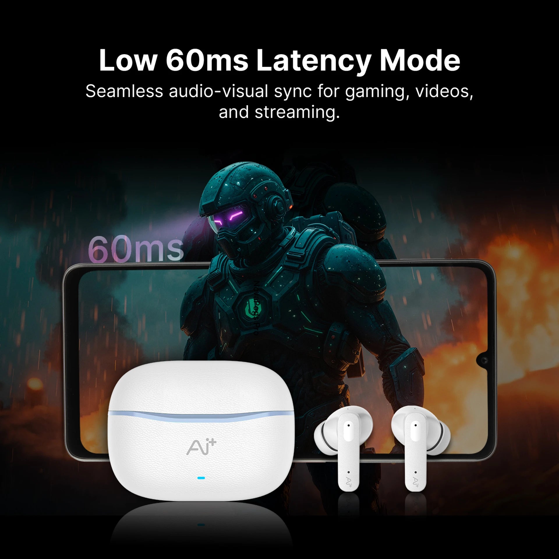 AI+ NovaPods Go Ice Blue White Earbuds
