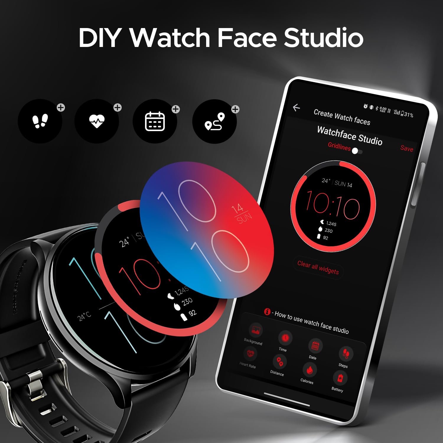 Boat Lunar Orb w/ 1.45" (3.6 cm) AMOLED Display, BT Calling, DIY Watch Face Studio, Coins, Crest App Health Ecosystem, Live Cricket & Football Scores, IP67, Smart Watch for Men & Women