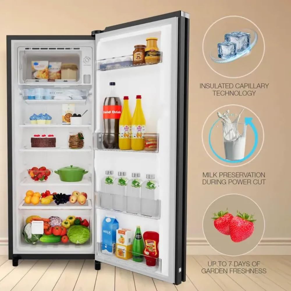 Whirlpool 207L 3 Star Glass Door Single Door Refrigerator