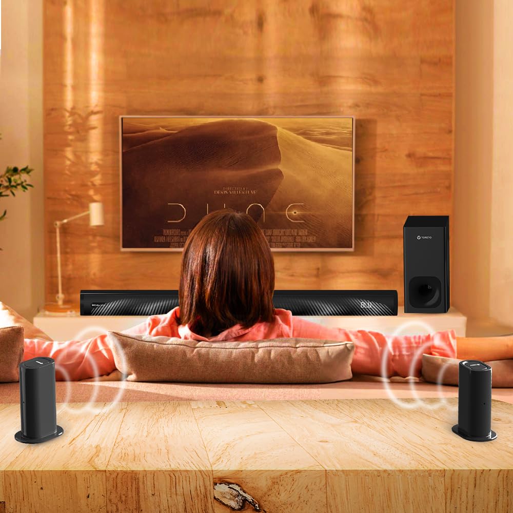 Toreto Harmony Boom 550W Dolby Digital Audio Soundbar 5.1 Channel Home Theater with subwoofer and Satellite Speakers, HDMI, Opt, AUX, USB & Bluetooth, 3 Equalizer Modes, LED Display (Black)