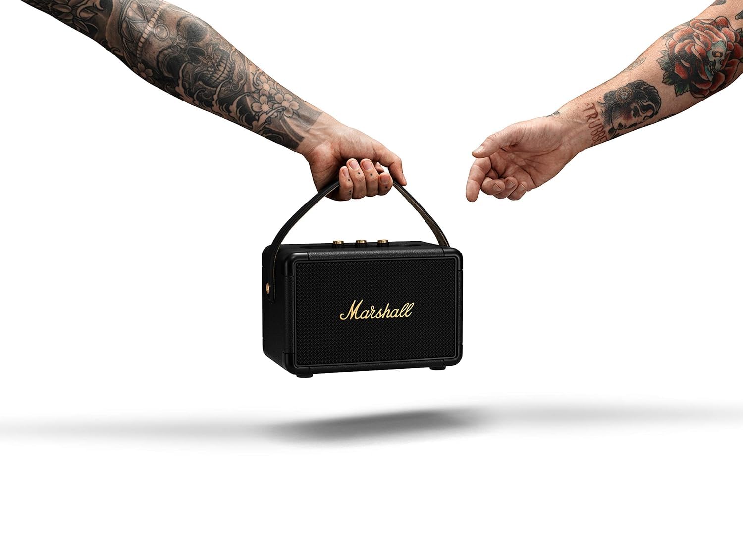 Marshall Kilburn II Portable Bluetooth Speaker with 20+ Hours of Portable Playtime, (360° Sound), Water-Resistant (IPX2) Black & Brass