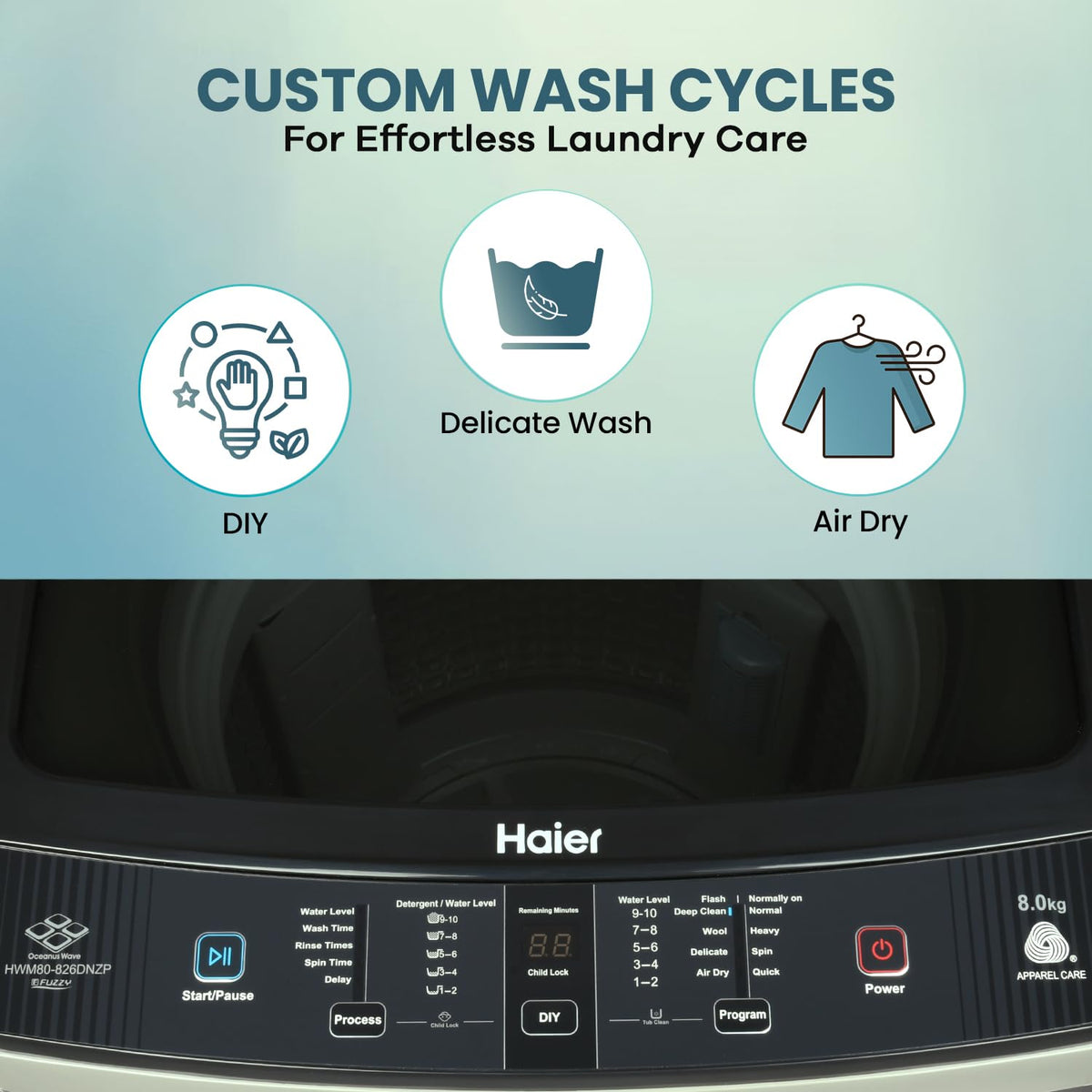 Haier 8 Kg 5 Star Top Load Washing Machine