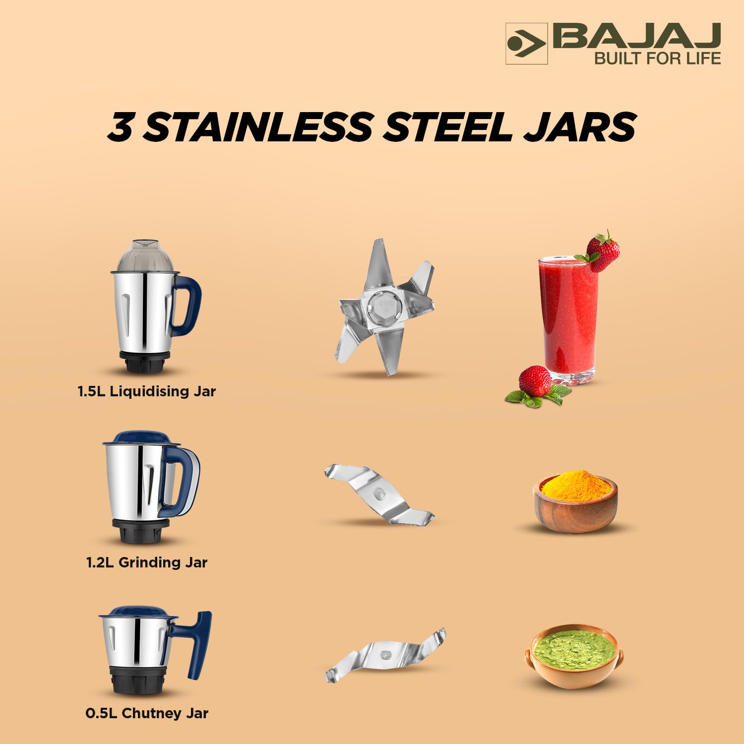 Bajaj Glamore 800W Mixer Grinder