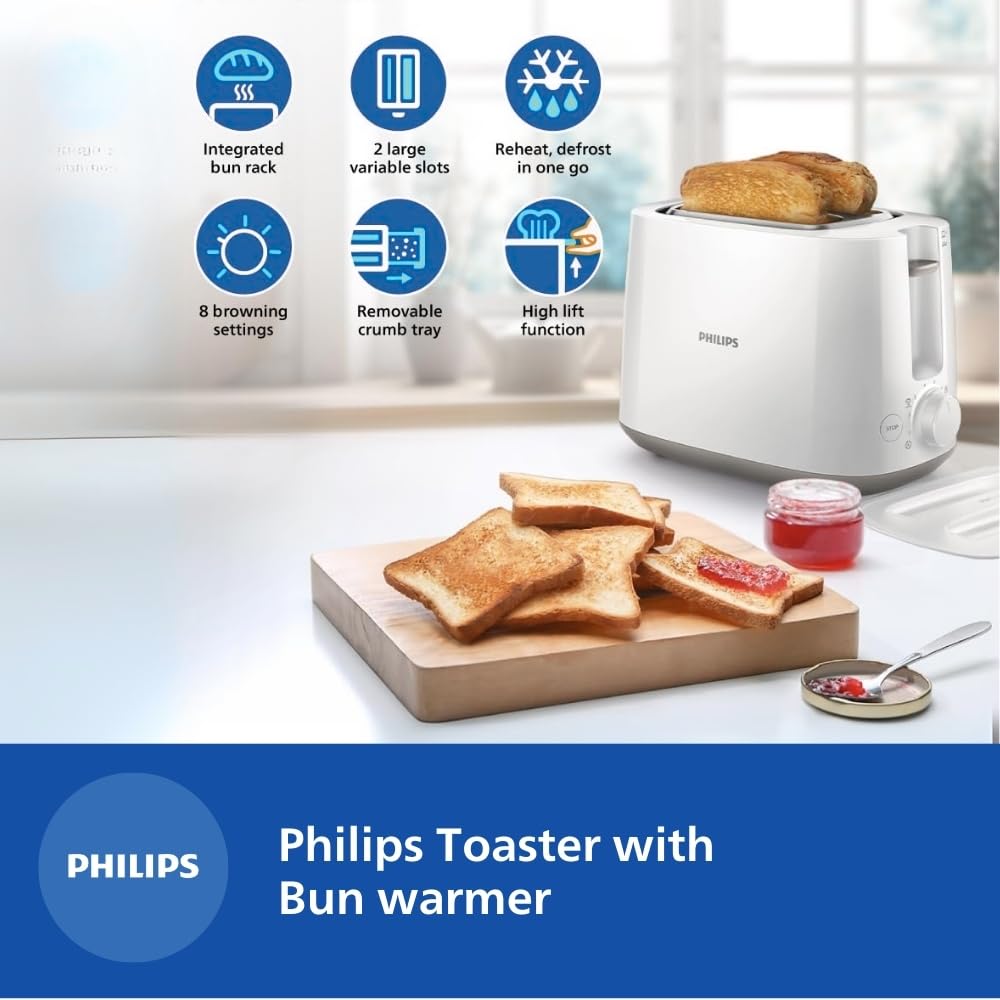 White Philips HD2582/00 Pop Up Toaster