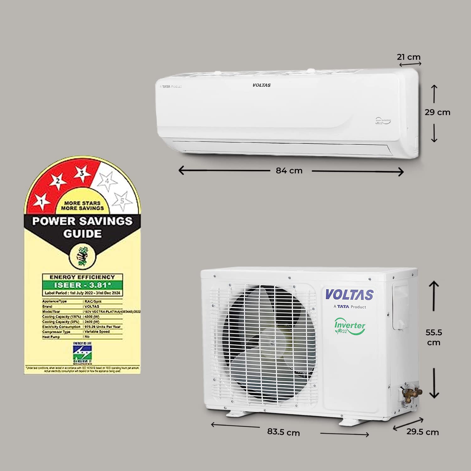 #Voltas 1.5 Ton 3 Star Inverter Split AC Vectra Platina