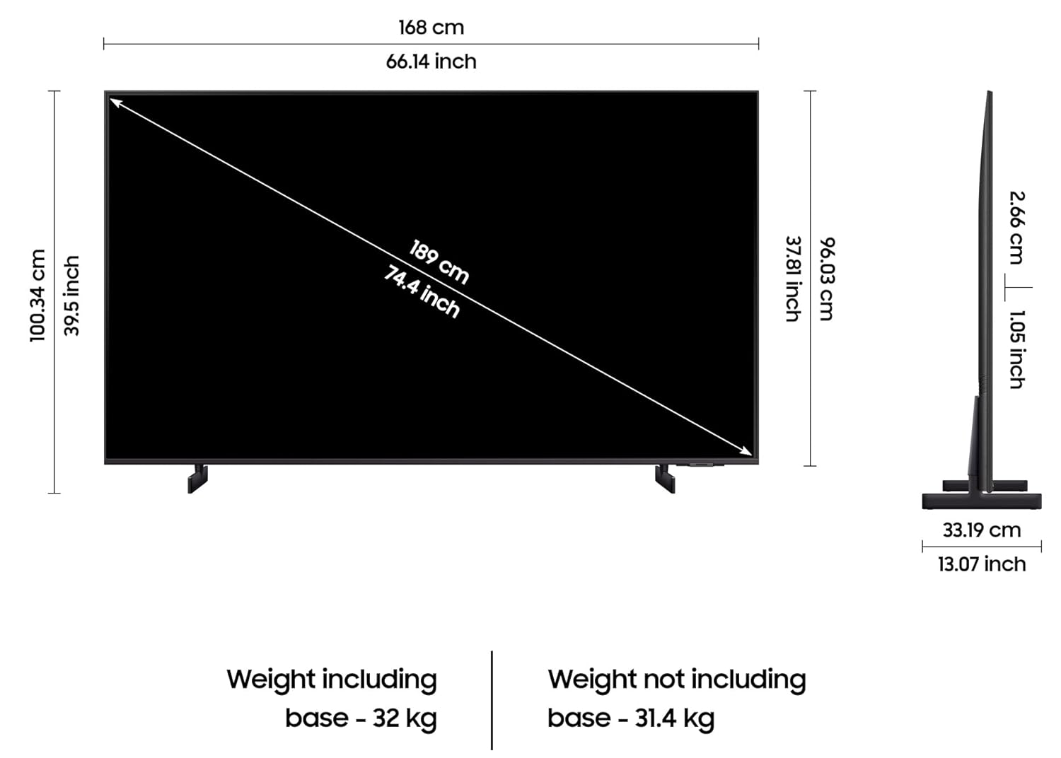 Samsung 189 cm (75 inches) 4K Ultra HD Smart LED TV UA75CU8000KXXL (Titan Grey)