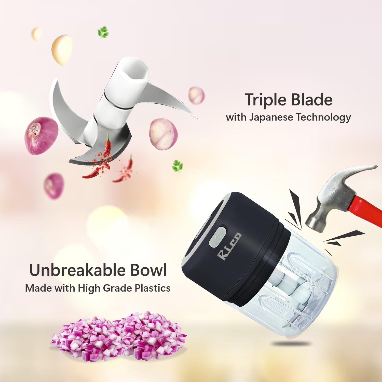 Rico Rechargeable Electric Mini Chopper