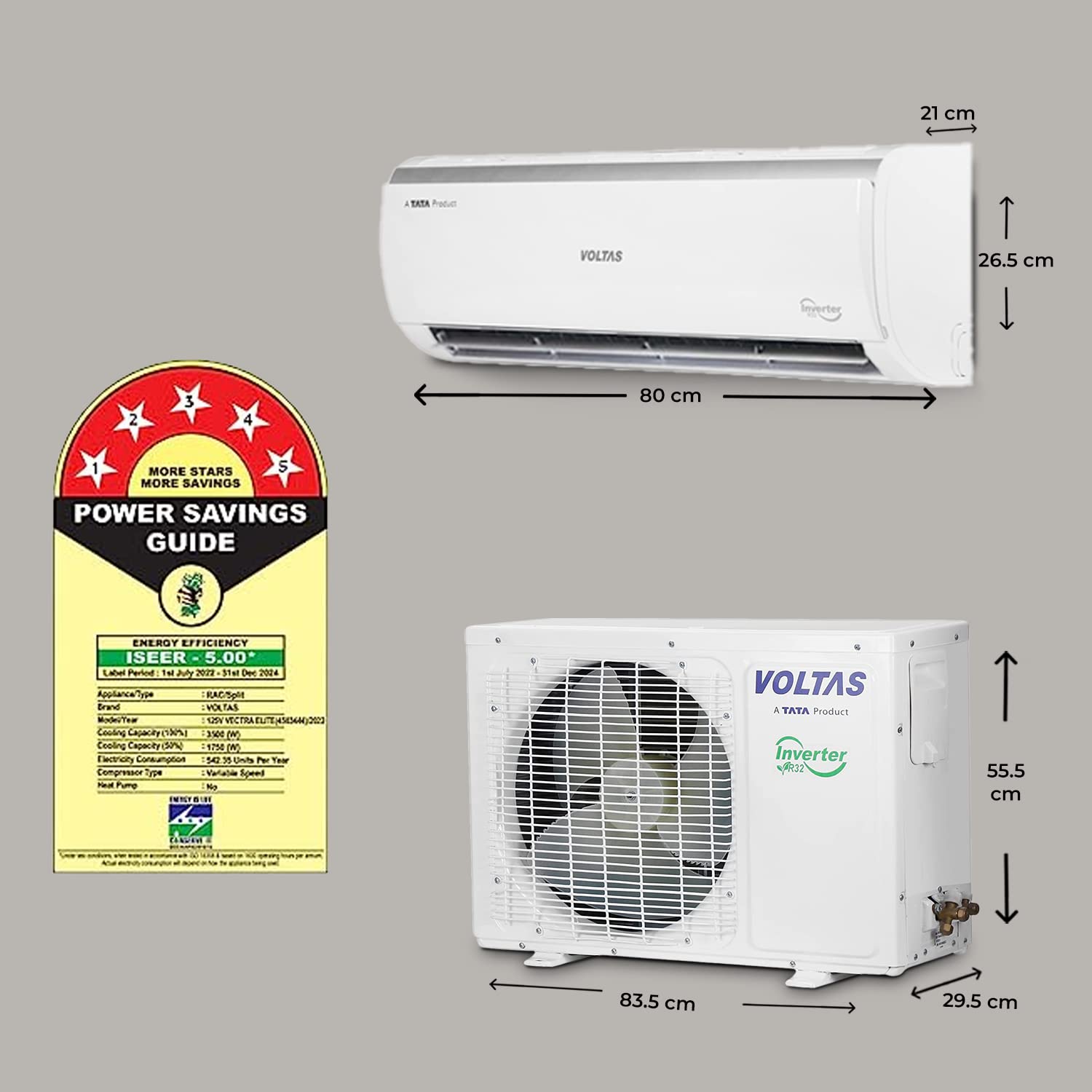 #Voltas 1 Ton 5 Star Inverter Split AC Vectra Elite