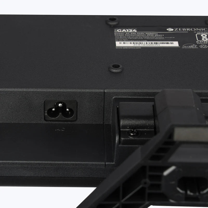 Zebronics GA124 24 inch LED Monitor back view showing power and connectivity ports