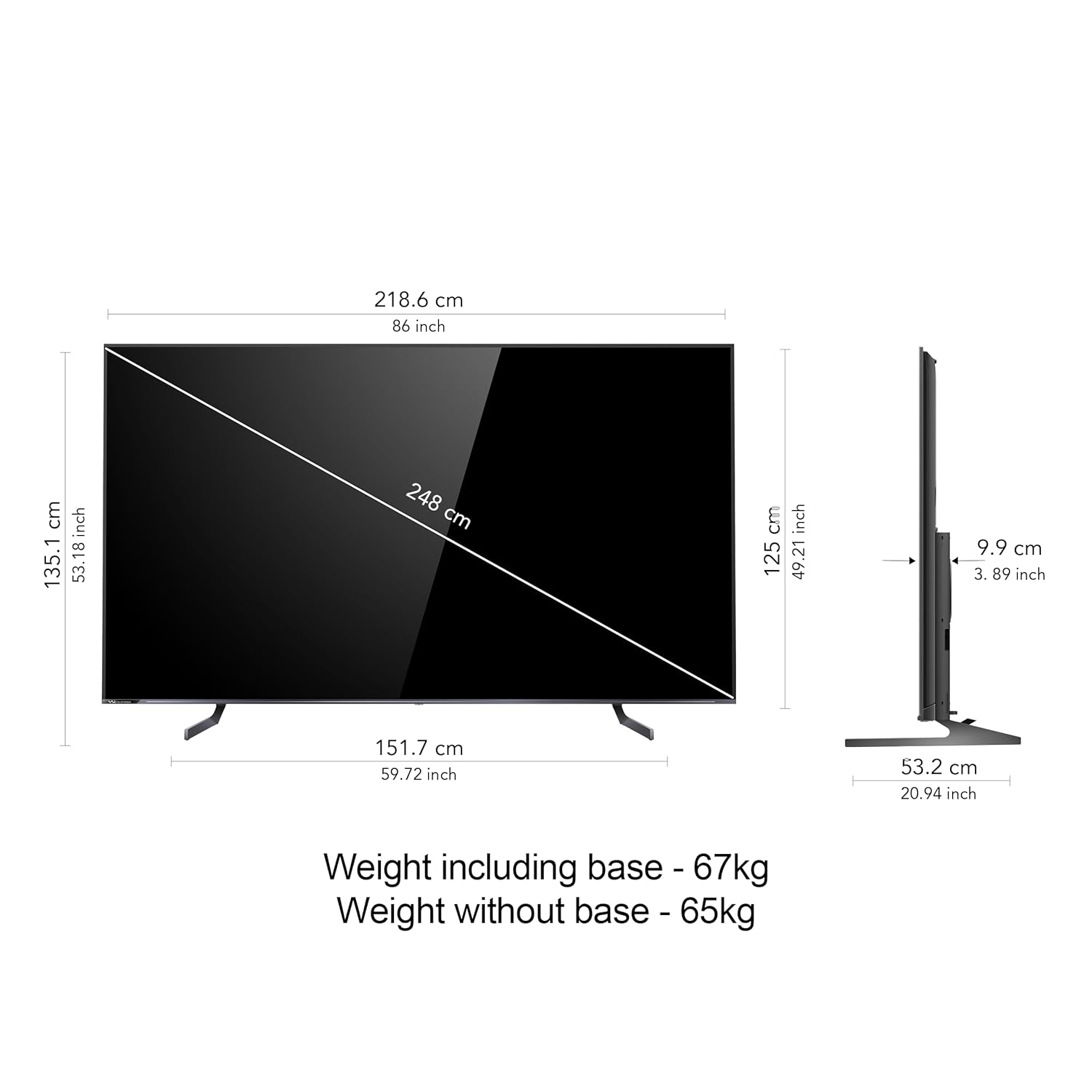 Vu 248 cms (98 inches) Masterpiece Series 4K Ultra HD Smart QLED TV 98QV (Jetplane Grey) With 3 Year Warranty - Navin Mart