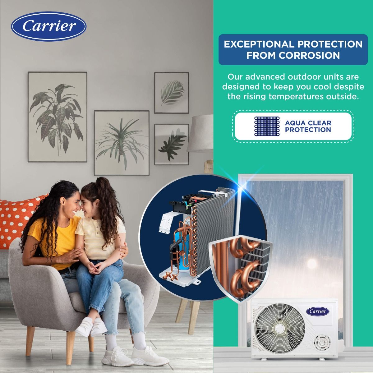Carrier 1.5 Ton 3 Star Fixed Speed Split AC (Copper- HD Filter & Auto Cleanser- 2024 Model- Xtreme EDGE+ Ex- CAS18XE3R33F0- White)