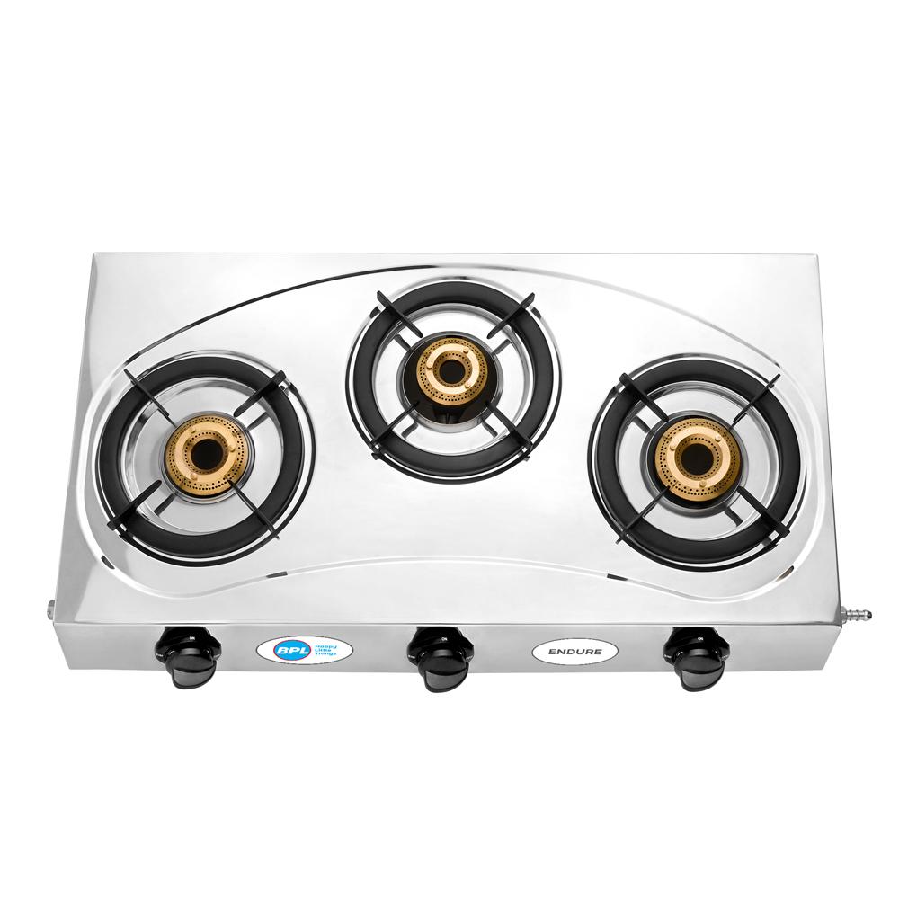 BPL BGSSSB2303B 3-Burner Stainless Steel Gas Stove, ISI Certified