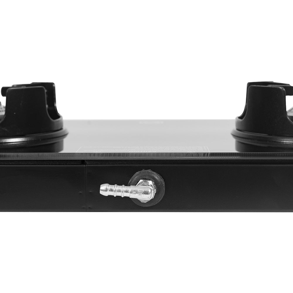 BPL Slim Glass Top 2 Burner Gas Stove BGSGTS0042B, Metal Knobs