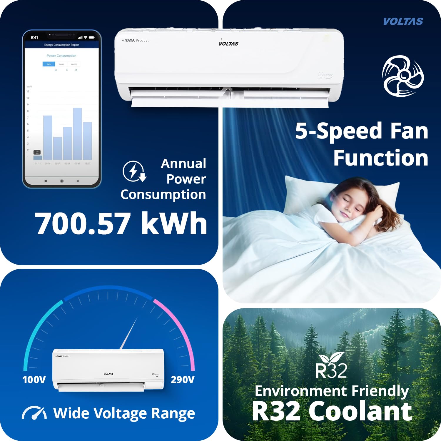 Voltas 1 Ton 2 Star Fixed Speed Split AC β Vectra Elegant