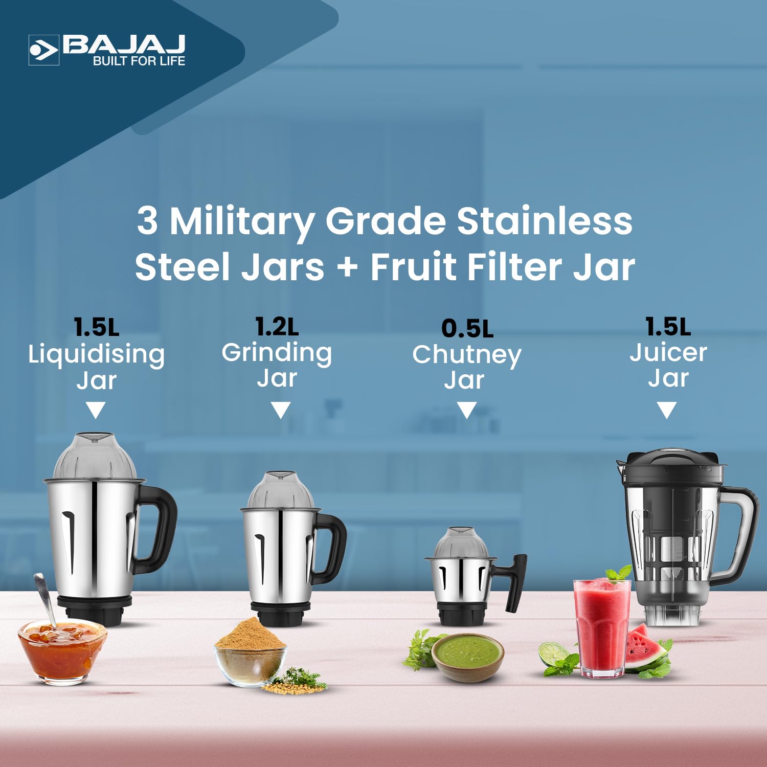 Bajaj Military Series Evoque 1000W Mixer Grinder