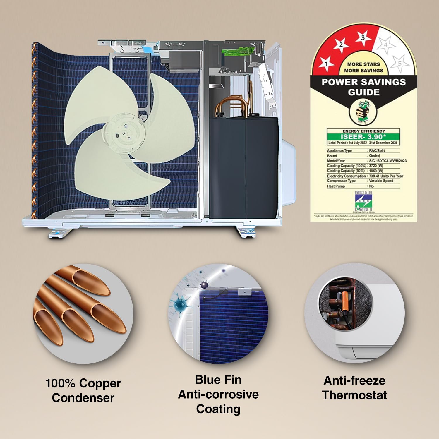 #Godrej 1.1T 3★ Inverter AC