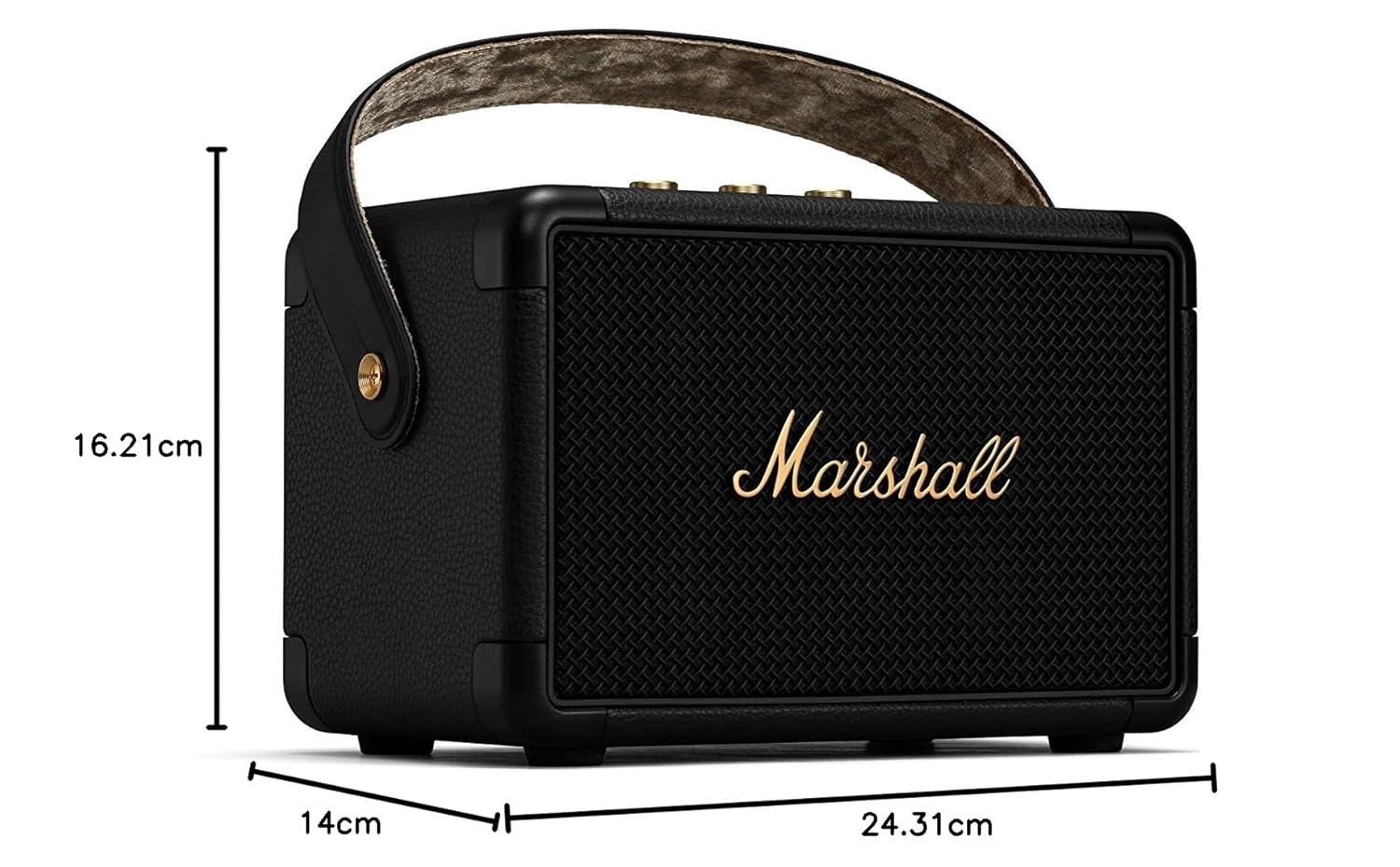 Marshall Kilburn II Portable Bluetooth Speaker with 20+ Hours of Portable Playtime, (360° Sound), Water-Resistant (IPX2) Black & Brass