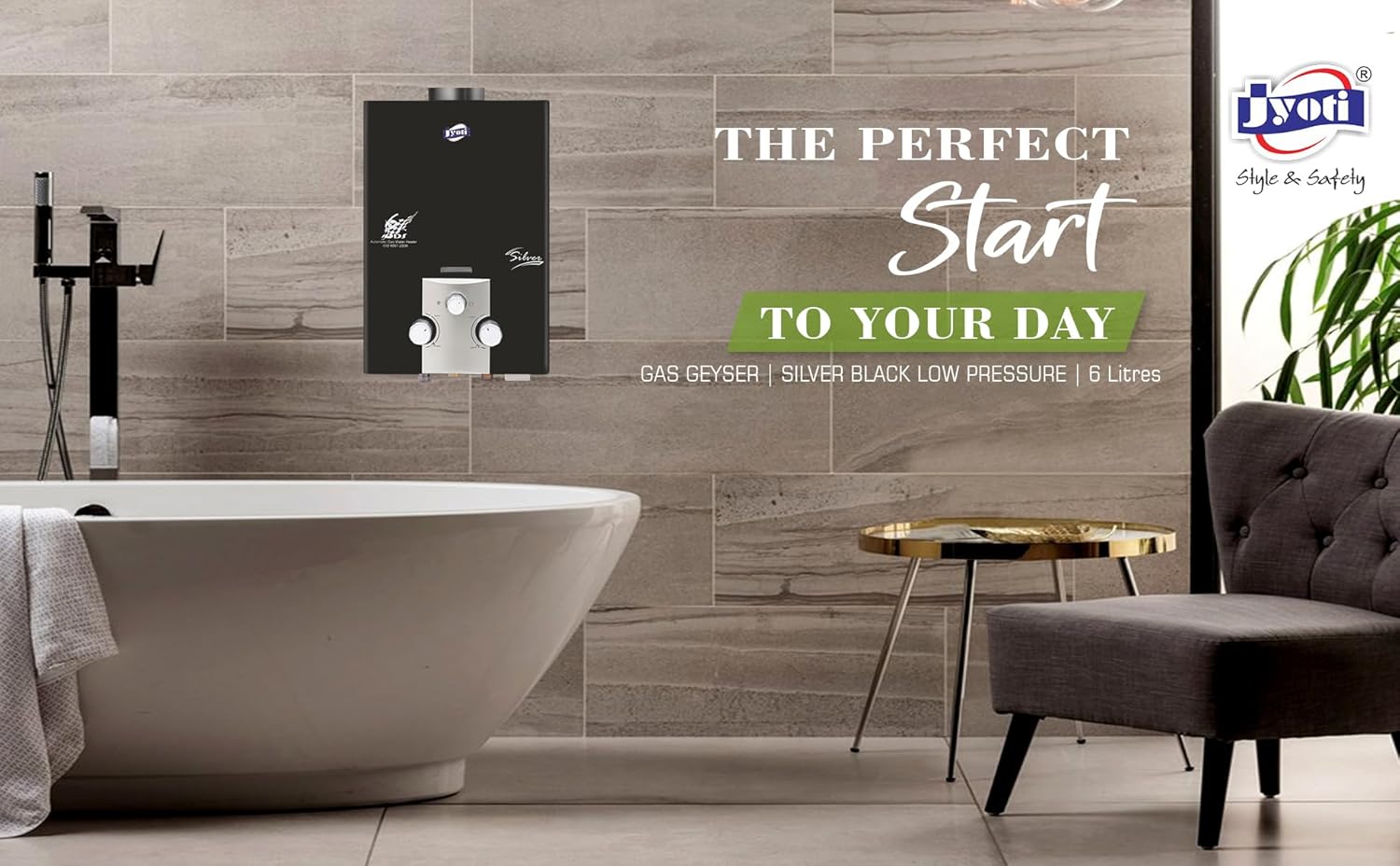 JGS-GAS GEYSER SILVER BLACK LP 6 LTR