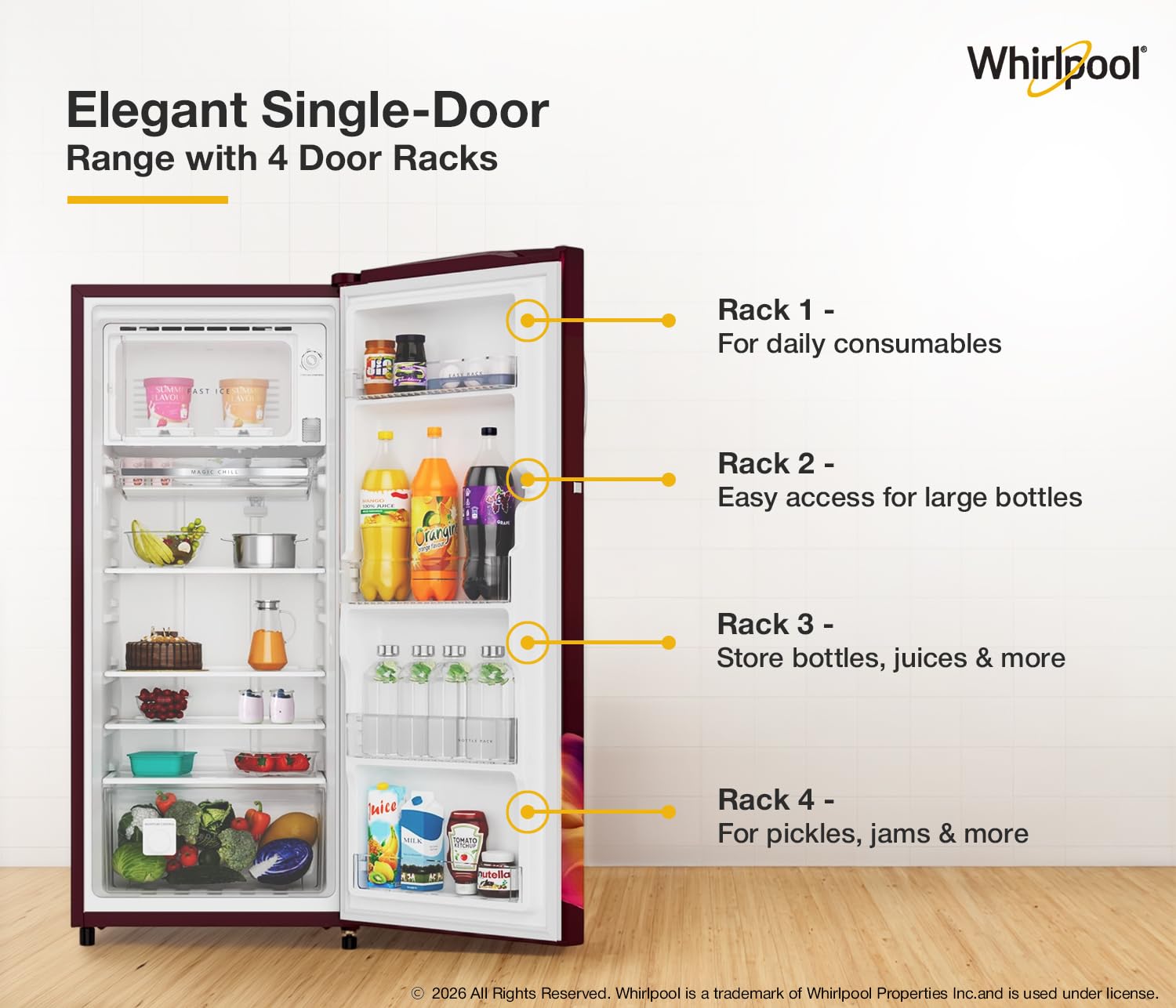 Whirlpool 207L 3 Star Inverter Single Door Refrigerator