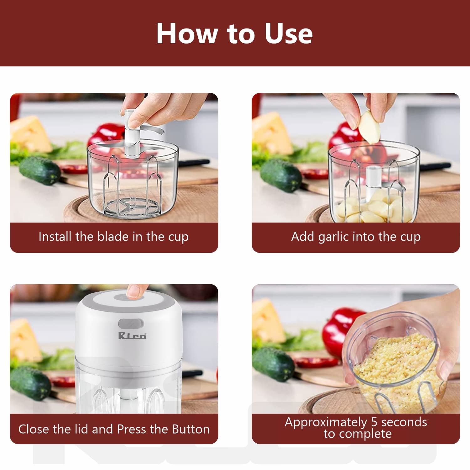 Rico Rechargeable Electric Mini Chopper