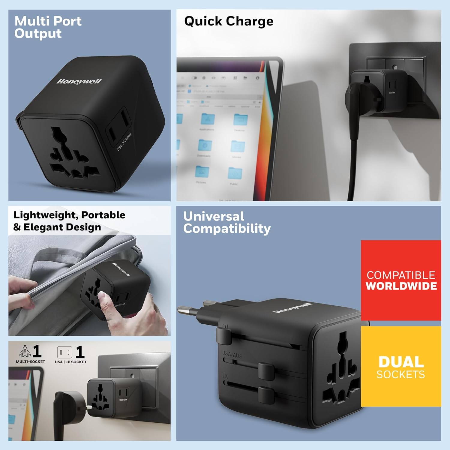 #Color_Black Honeywell World Travel Adapter