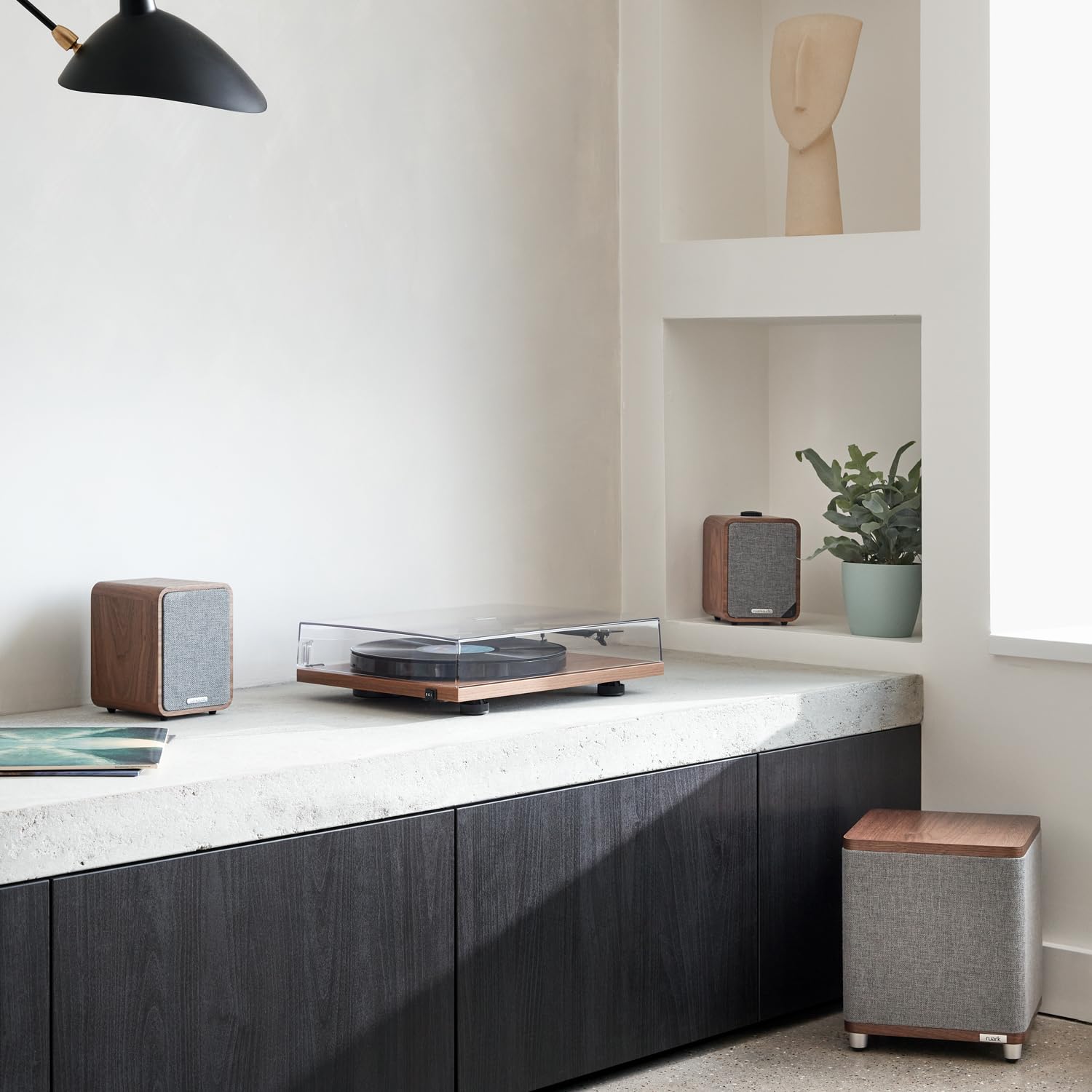 #Color_ Lead Grey cabinet cloth with Rich
Walnut top and bottom panels
