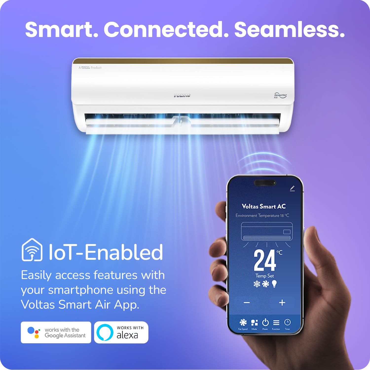 #Voltas 1.5 Ton 5 Star Inverter Split AC Vertis Smart Elite