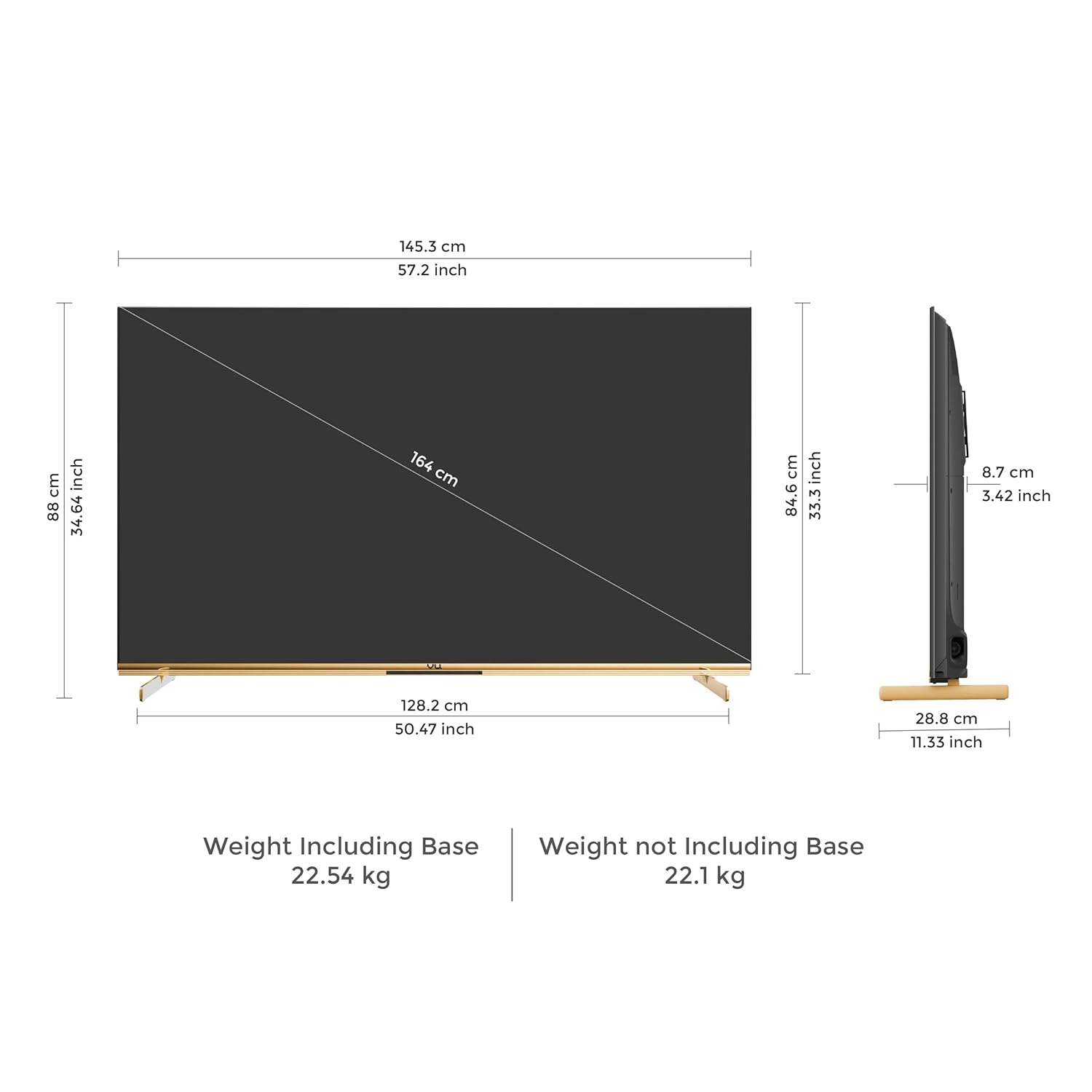 Vu 164cm (65 inches) Masterpiece Frame Series 4K QLED TV 65MASTERPIECE (Armani Gold) With 3 Year Warranty