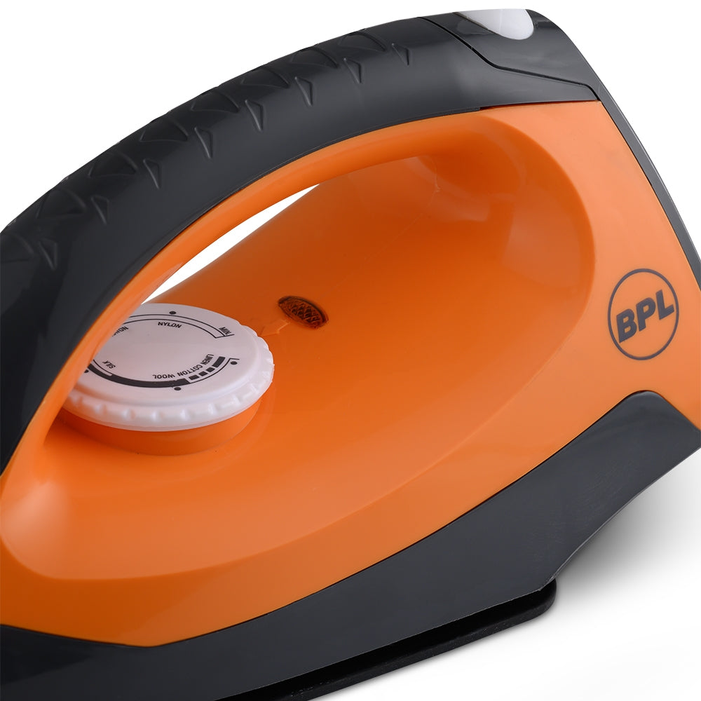 BPL BDIP10911 Dry Iron – 1000W, Orange & Grey, Non-Stick Plate