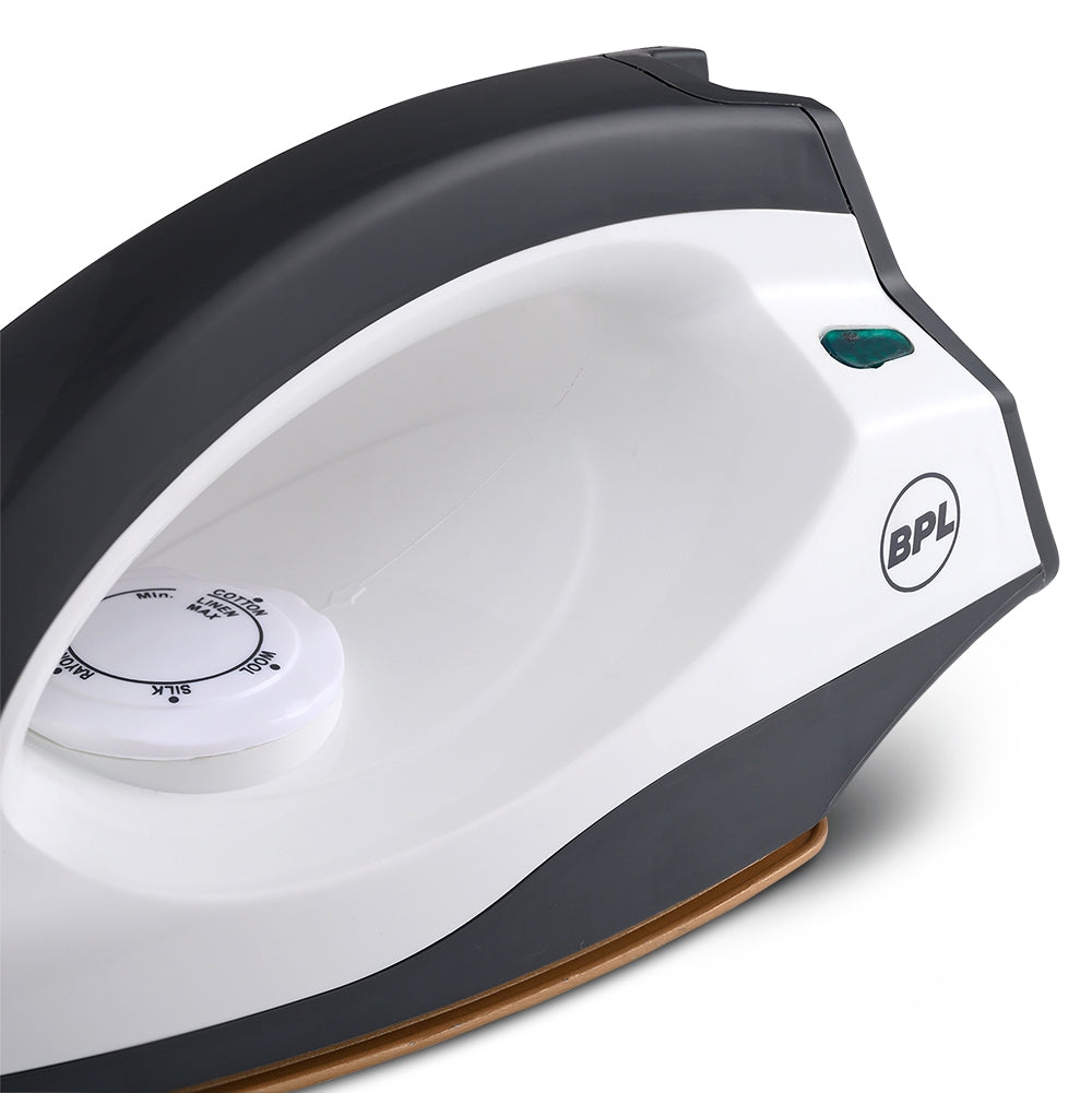 BPL BDIS0031 Dry Iron – 750W, Grey & White, Non-Stick Soleplate