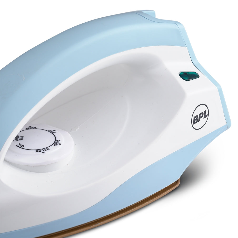 BPL BDIS0011 Dry Iron – 750W, Blue & White, Non-Stick Soleplate