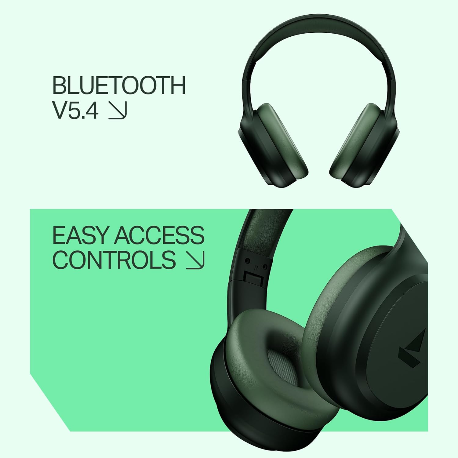 boAt Rockerz 421 (2025 Launch), 40Hrs Battery, Low Latency(40ms), 40mm Drivers, ENx Technology, Integrated Controls, v5.4 Bluetooth Headphones, Wireless Headphone with Mic