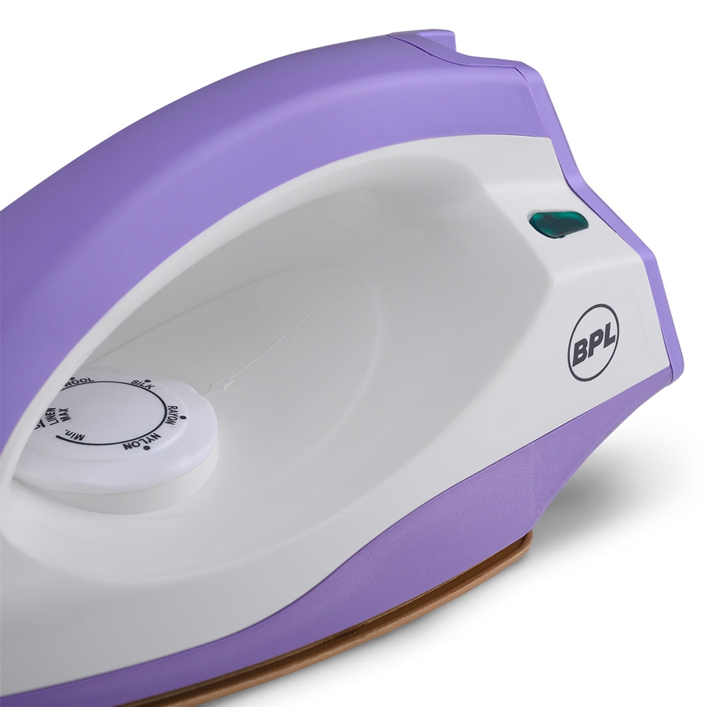 BPL BDIS0041 Dry Iron – 750W, Purple & White, Non-Stick Soleplate