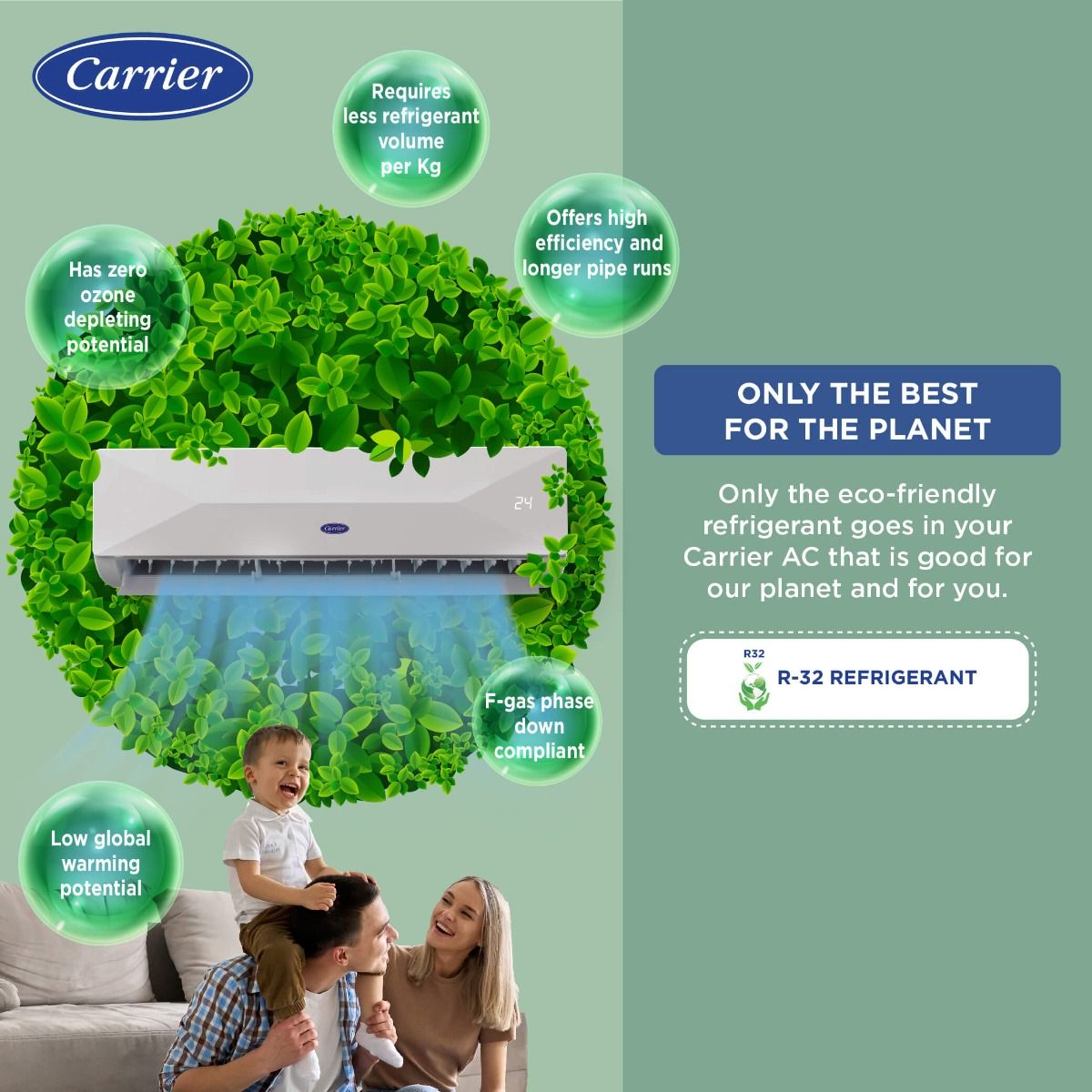Carrier 1.5 Ton 3 Star Fixed Speed Split AC (Copper- HD Filter & Auto Cleanser- 2024 Model- Xtreme EDGE+ Ex- CAS18XE3R33F0- White)