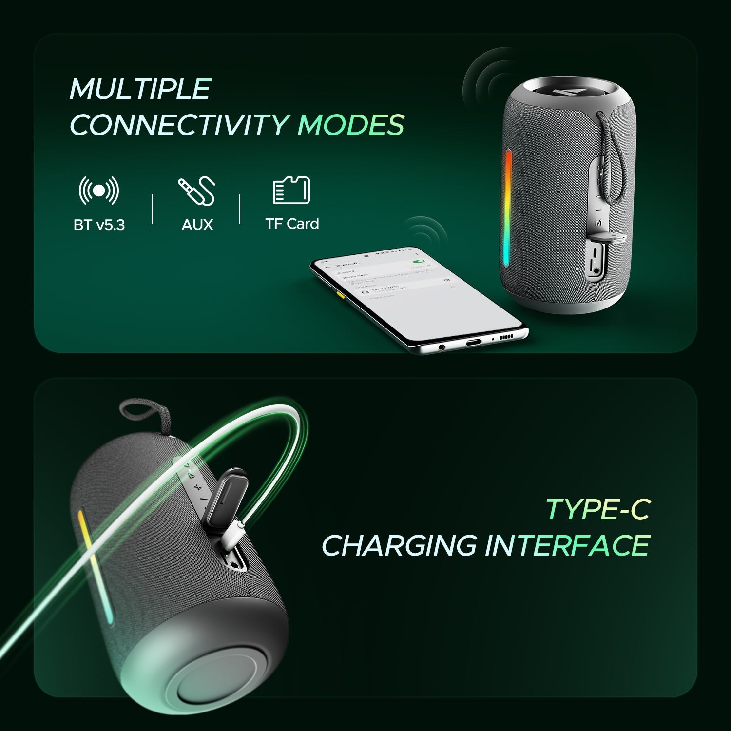 boAt Stone 358 Pro Portable Bluetooth Speaker with 14W boAt Signature Sound, RGB LED Design, 12 Hours Playback