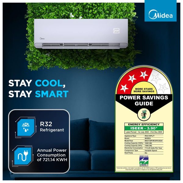 Midea 12K SANTIS PRO-X RYL Wi-Fi INVERTER R32 SPLIT AC_MAI12SP5R35W0 1 Ton