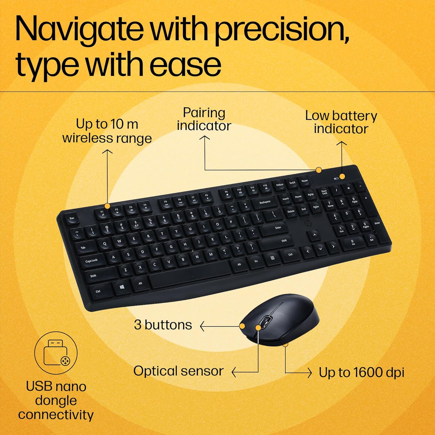 HP CS10 Wireless Keyboard Mouse Combo