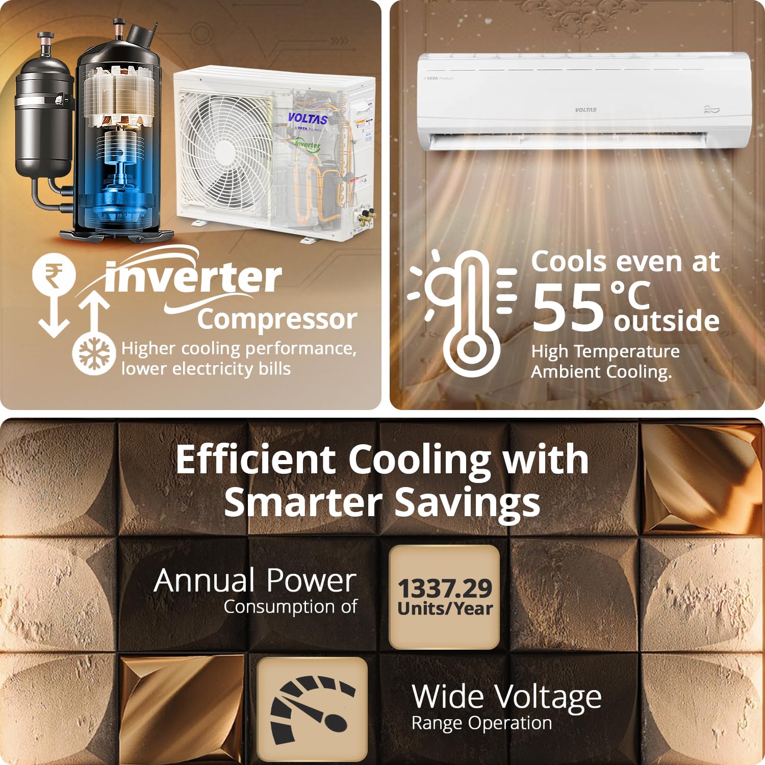 #Voltas 2 Ton 3 Star Inverter Split AC Venus Plus