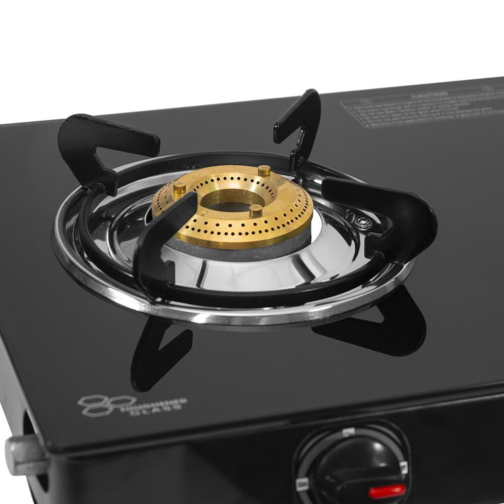 BPL Glass Top 2-Burner Gas Stove with Toughened Glass Top, Brass Burner & Valve, Nylon Base Knobs, 2 Years Warranty