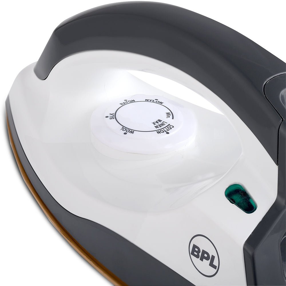 BPL BDIS0031 Dry Iron – 750W, Grey & White, Non-Stick Soleplate