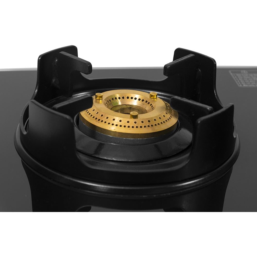BPL Slim Glass Top 2 Burner Gas Stove BGSGTS0042B, Metal Knobs