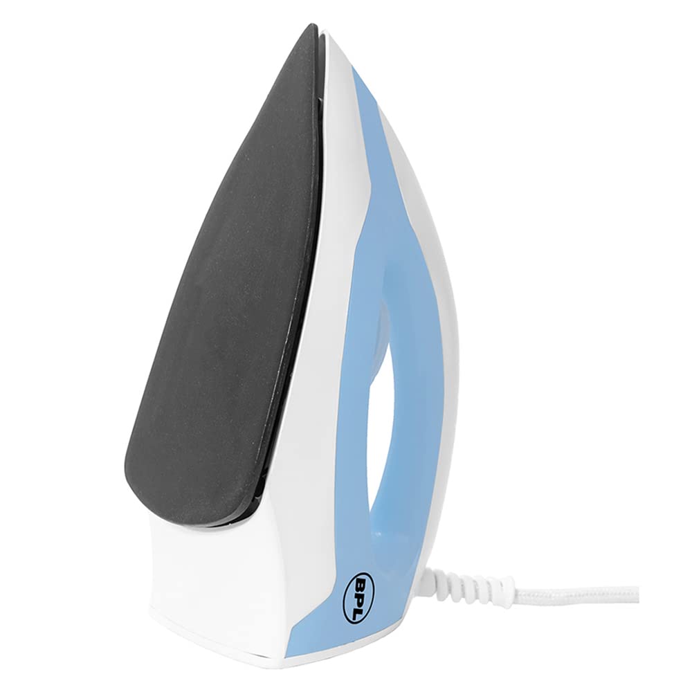 BPL 1100 Watts Dry Iron Heating Up Led Indicator Adjustable Temperature Control Dual Coated Sole Plate Flexible 360 Degree Swivel Cord ISI certified
