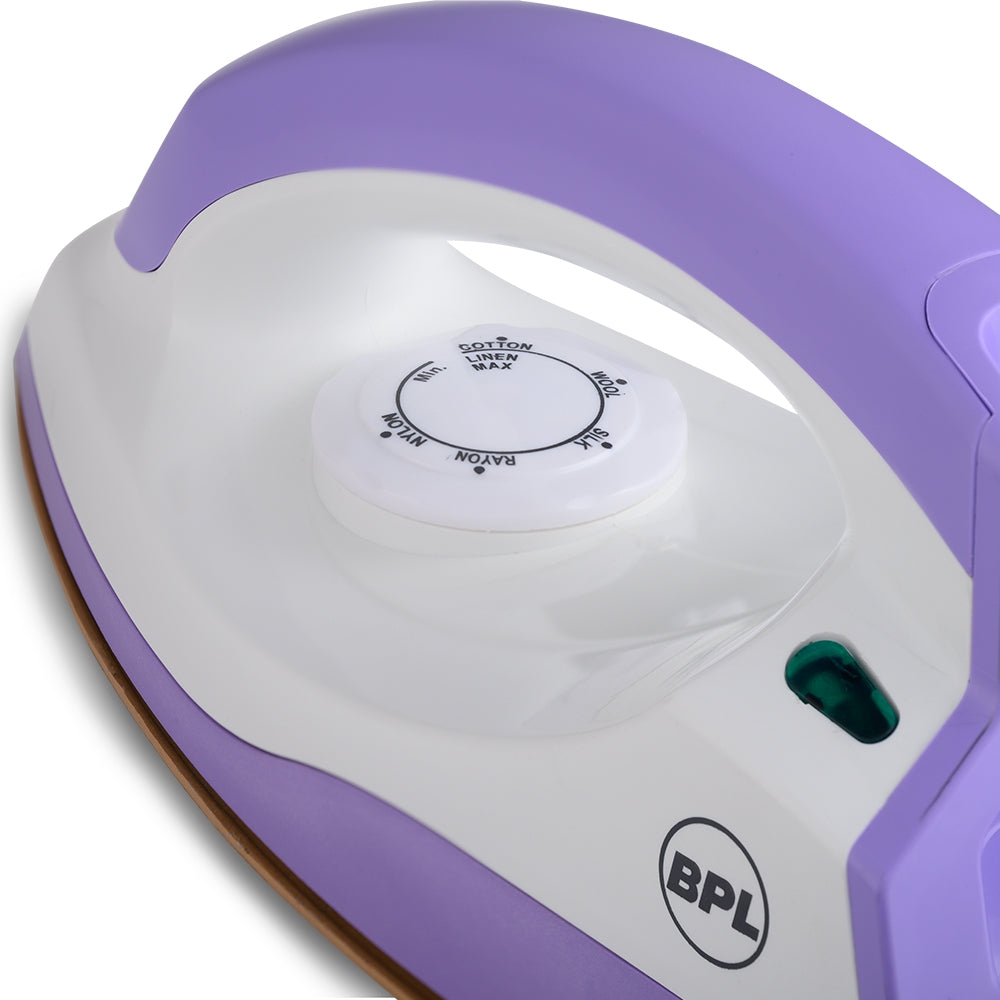 BPL BDIS0041 Dry Iron – 750W, Purple & White, Non-Stick Soleplate