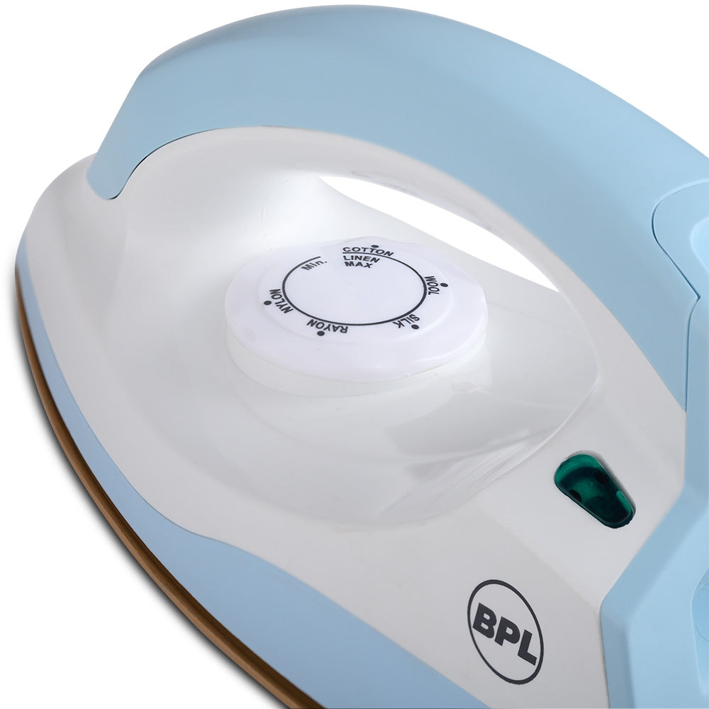 BPL BDIS0011 Dry Iron – 750W, Blue & White, Non-Stick Soleplate