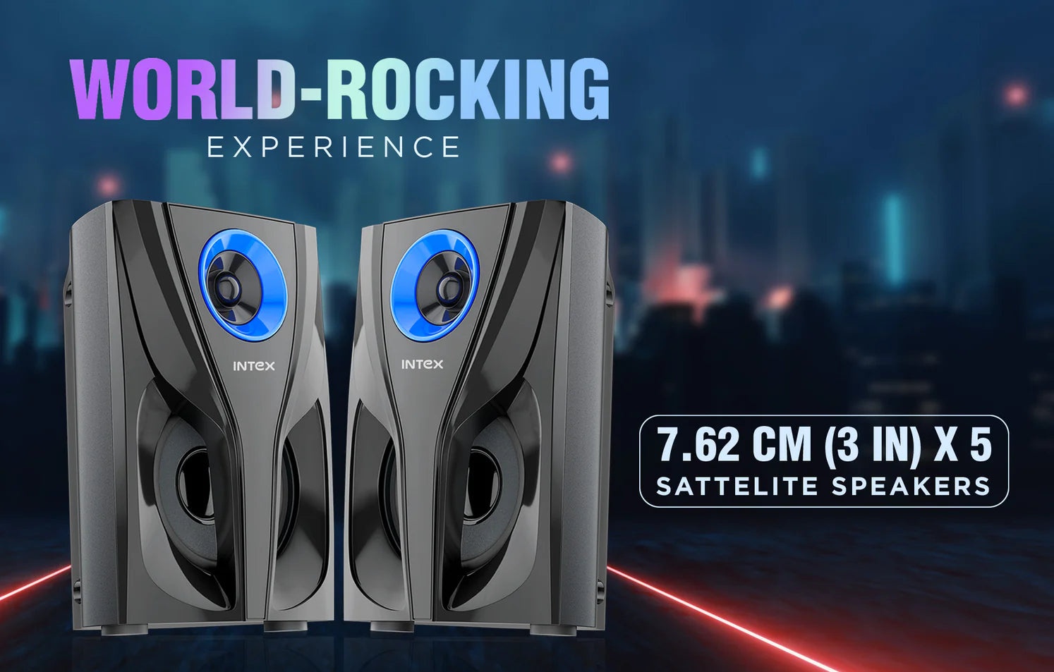 Roar R 800 5.1 CH Multimedia Speaker 7.62 cm (3 in) x 5 satellite speakers showcasing a stylish design and vibrant audio experience.