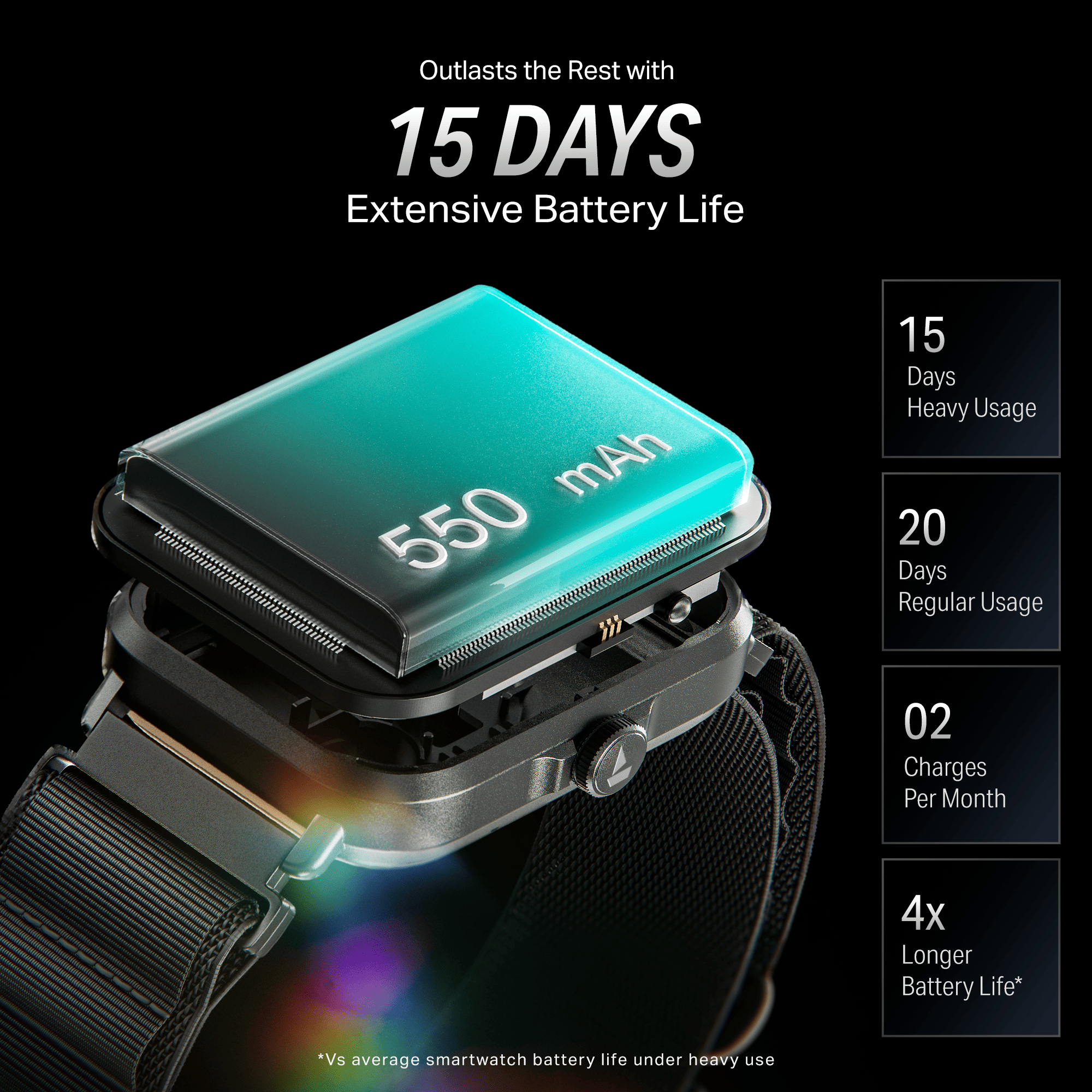 #Color_Sports Black boAt Storm Infinity Smartwatch