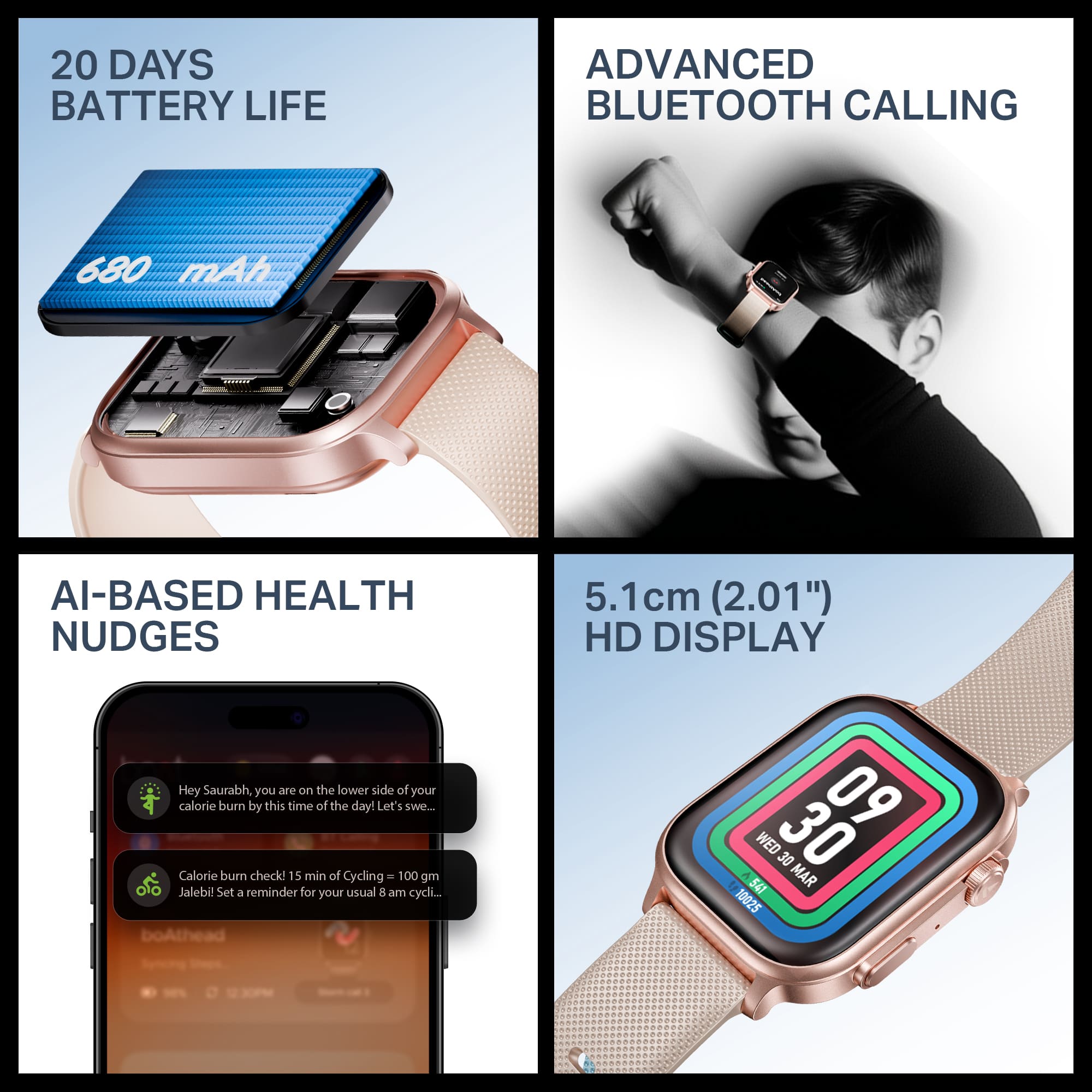 #Color_Cherry Blossom boAt Storm Infinity Max Smartwatch