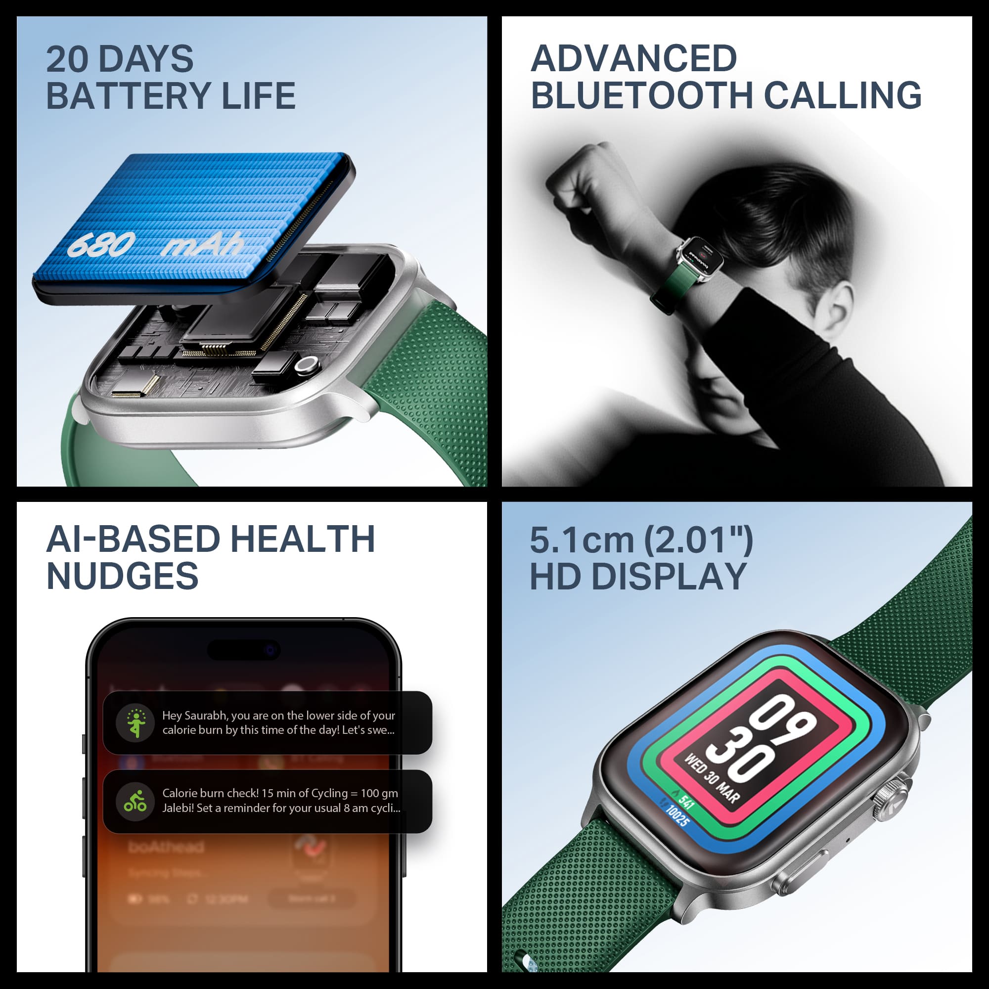 #Color_Deep Green boAt Storm Infinity Max Smartwatch