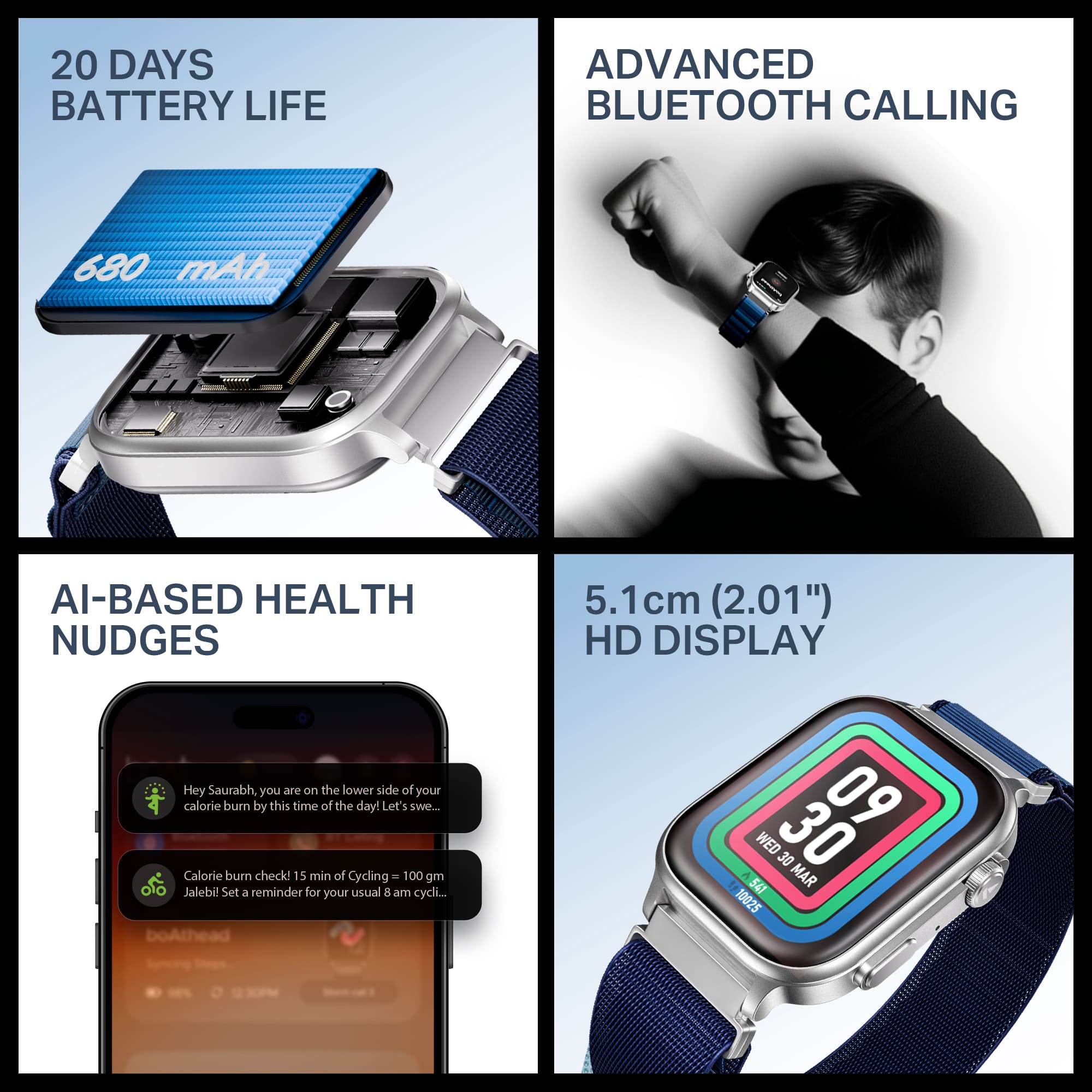 #Color_Sports Blue boAt Storm Infinity Max Smartwatch