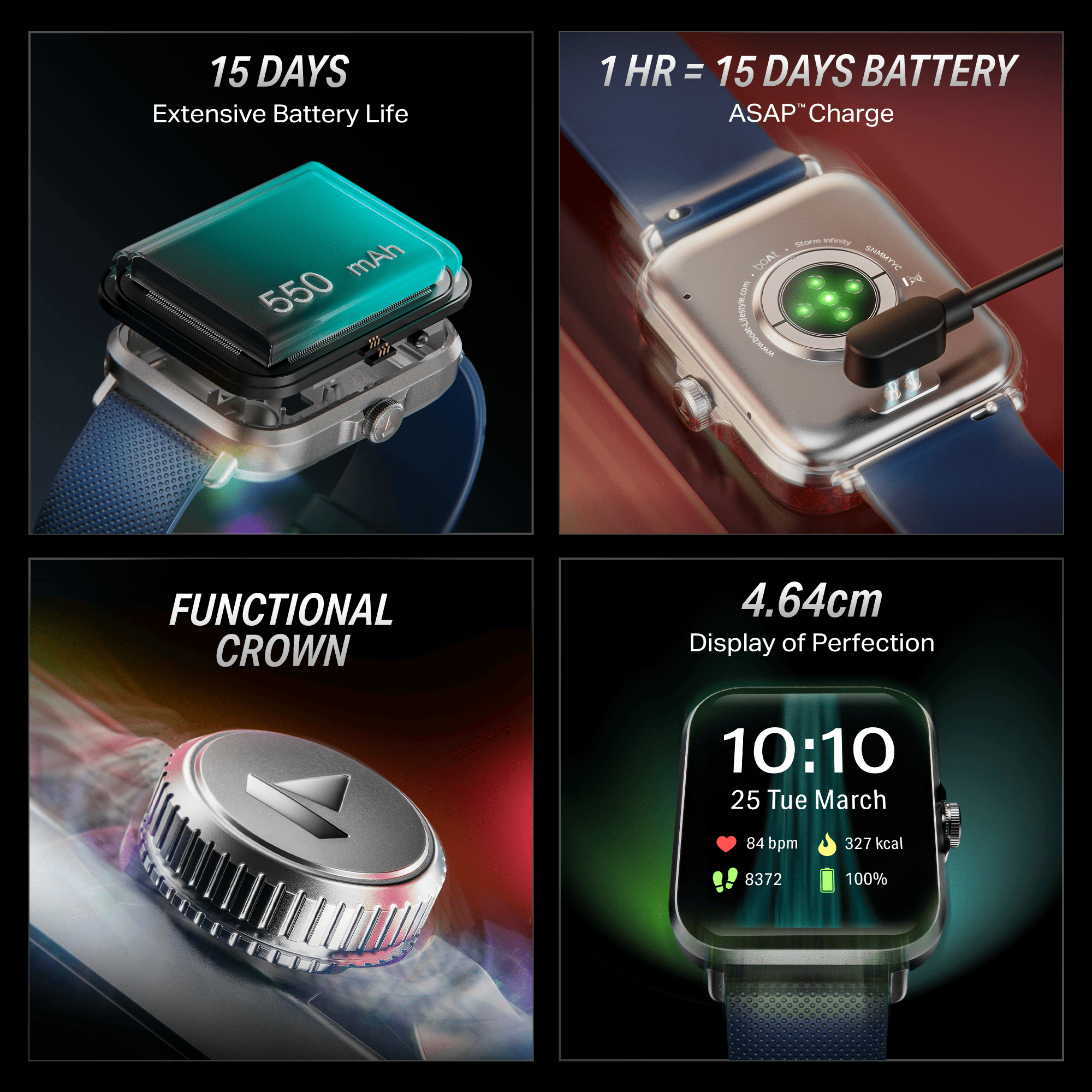 #Color_Deep Blue boAt Storm Infinity Smartwatch